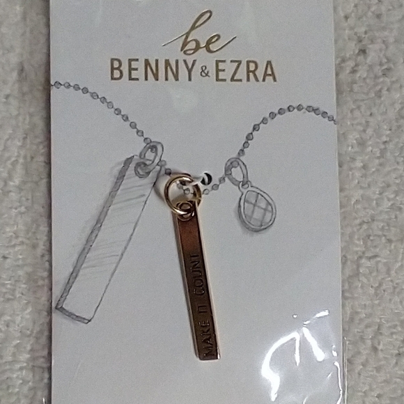 Benny and Ezra make it count goldtone bar necklace - Picture 1 of 4
